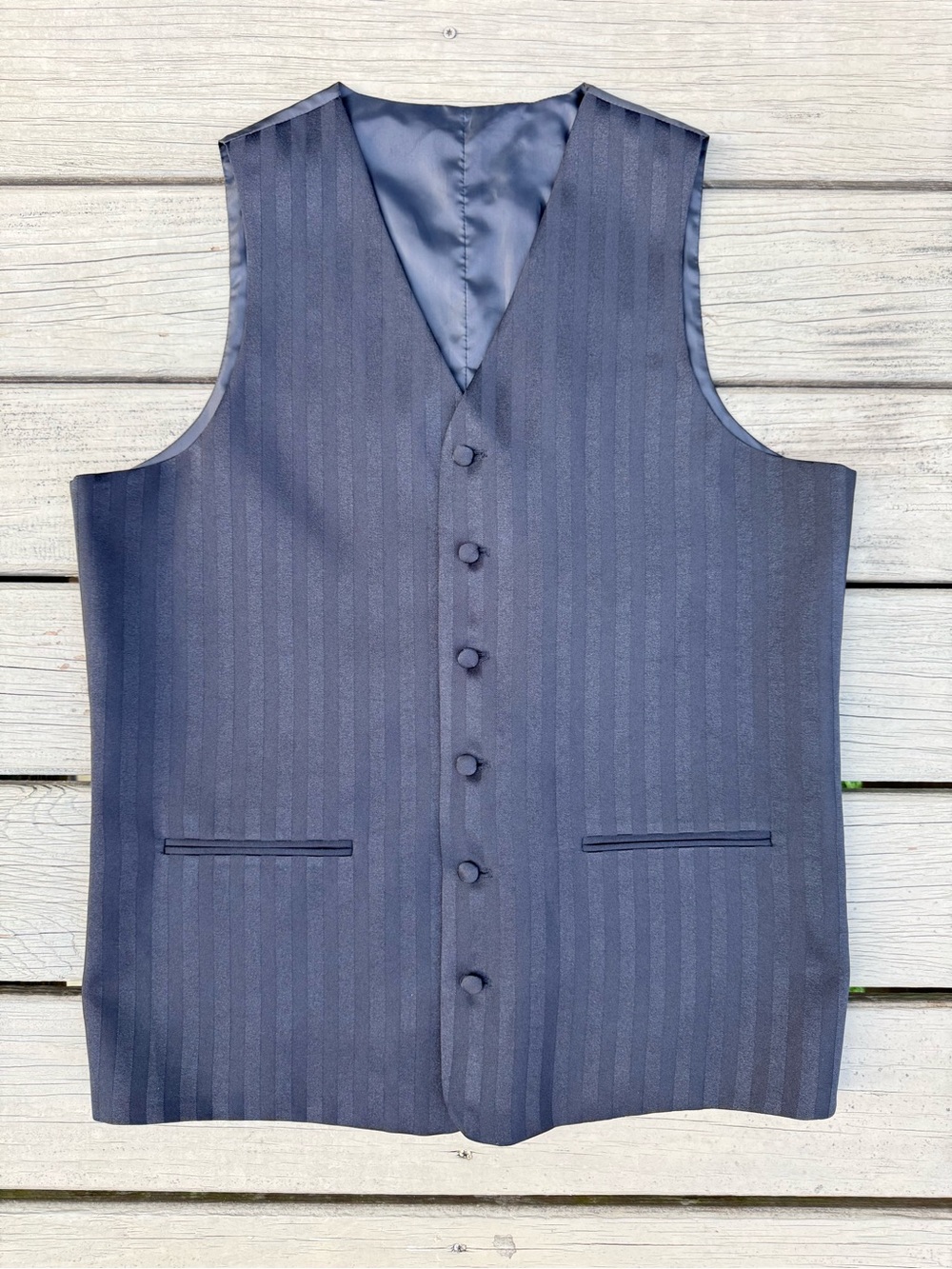 Boltini Uomo Three-Piece Pinstripe Suit in Dark black Vest Blazer Trousers 42 L - Picture 8 of 16